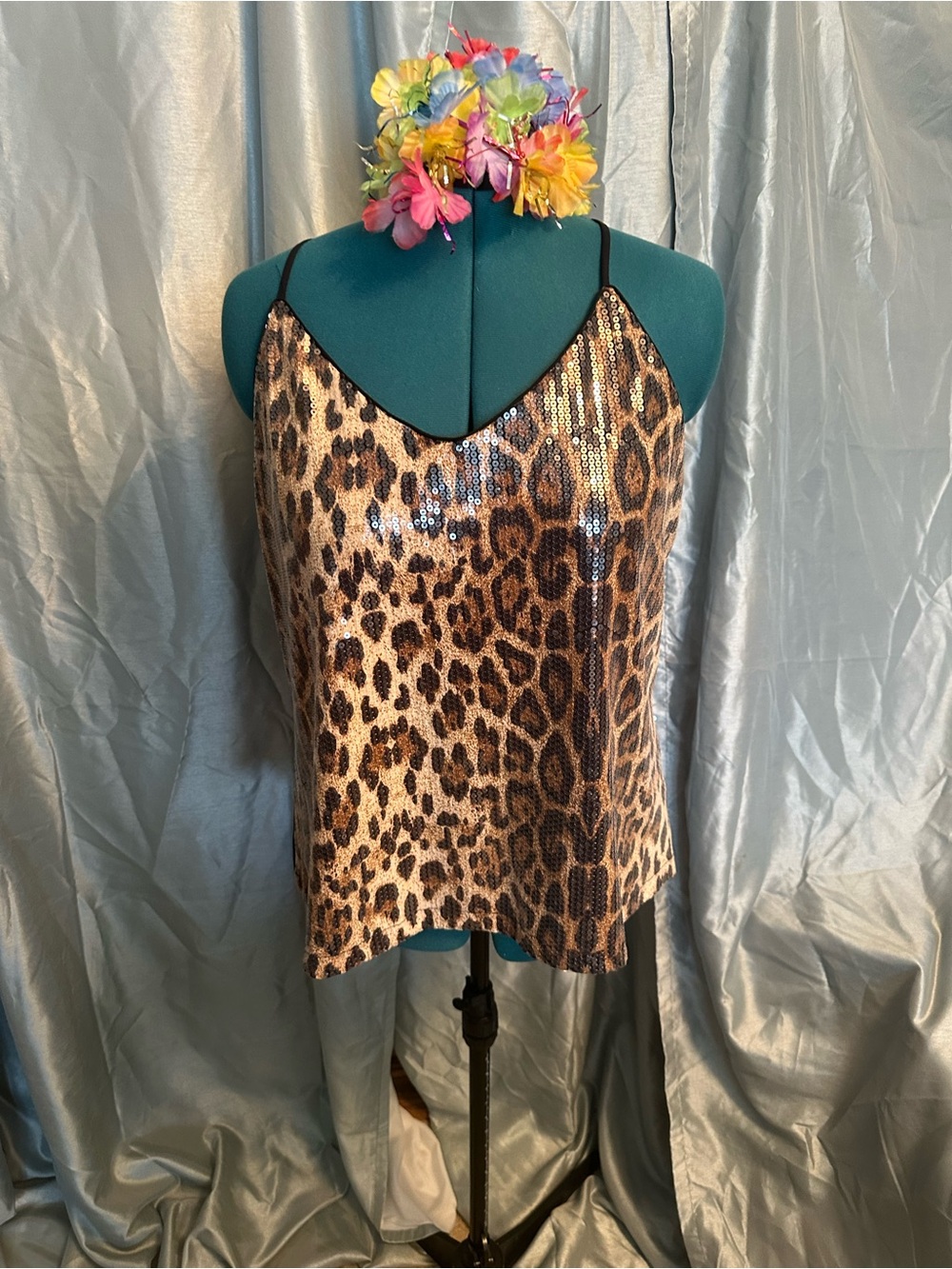 Grace Karin Leopard Sequin Cami 2X